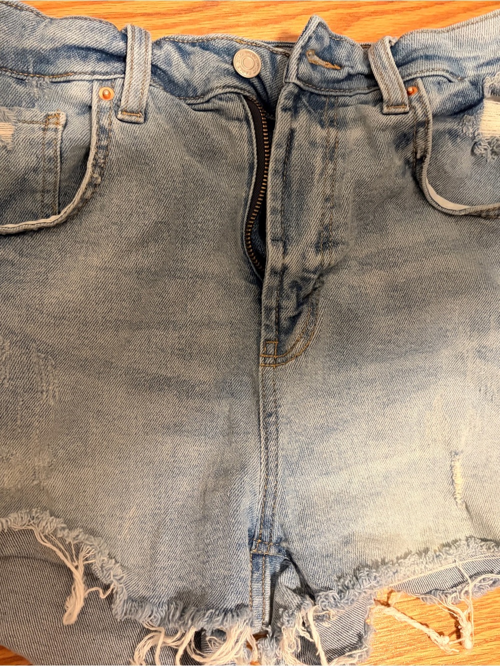 wild fable Washed Light Blue Frayed Denim Shorts
